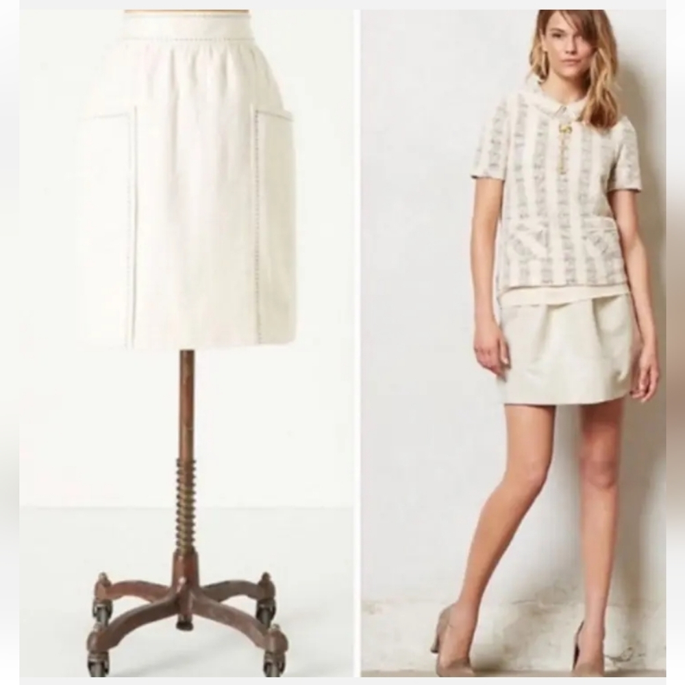 Anthro Cartonnier Linen Skirt